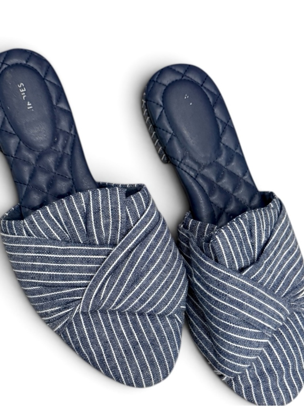 Birdies Songbird Navy Stripe Knot Mule Slides Comfort Flats Size 9.5
